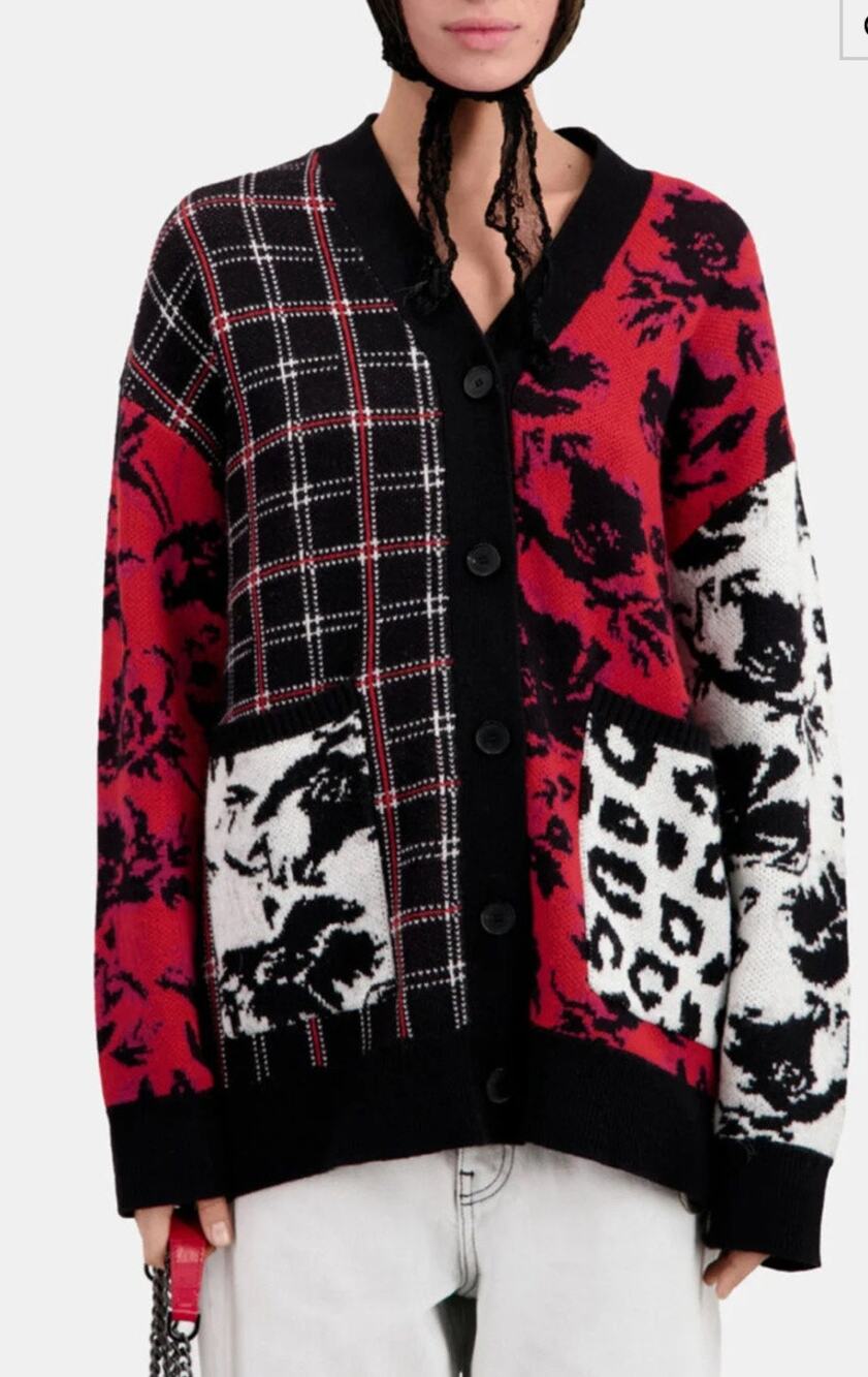 The Kooples Wool-blend Cardigan with Patchwork Relax Fit Women's 1 Small